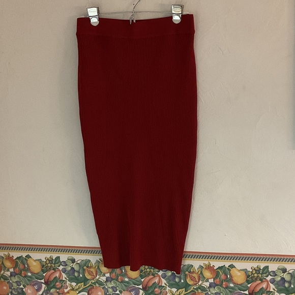 Cable & Gauge Dresses & Skirts - Cable & Gauge Ribbed Knit Pencil Skirt, Size S, Red, NWOT